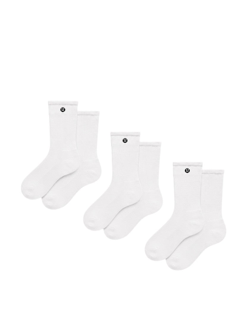 Lululemon Unisex Daily Essential Crew Socks 3 Pack White