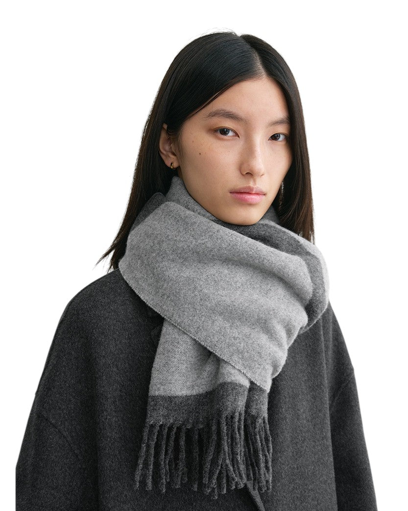 Toteme Monogram Jacquard Wool Scarf Dark Grey Melange