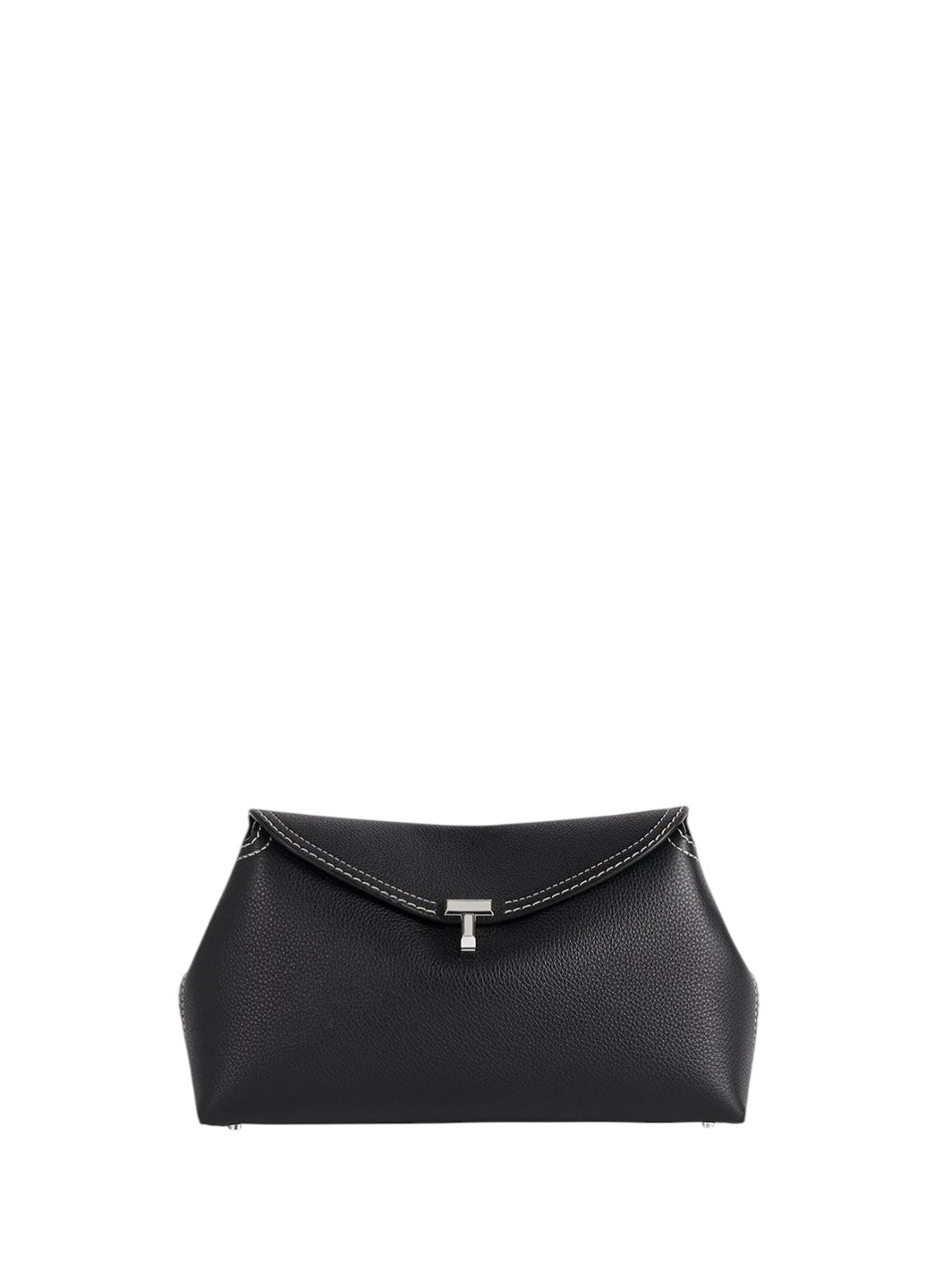 Toteme T-Lock Clutch Grain Leather Black