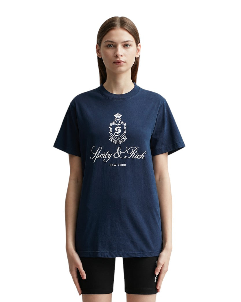 Sporty & Rich Vendome T-Shirt Navy/White