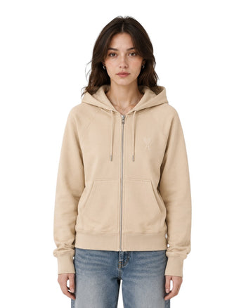 AMI Paris Ami De Coeur Zipped Hoodie Neutrals