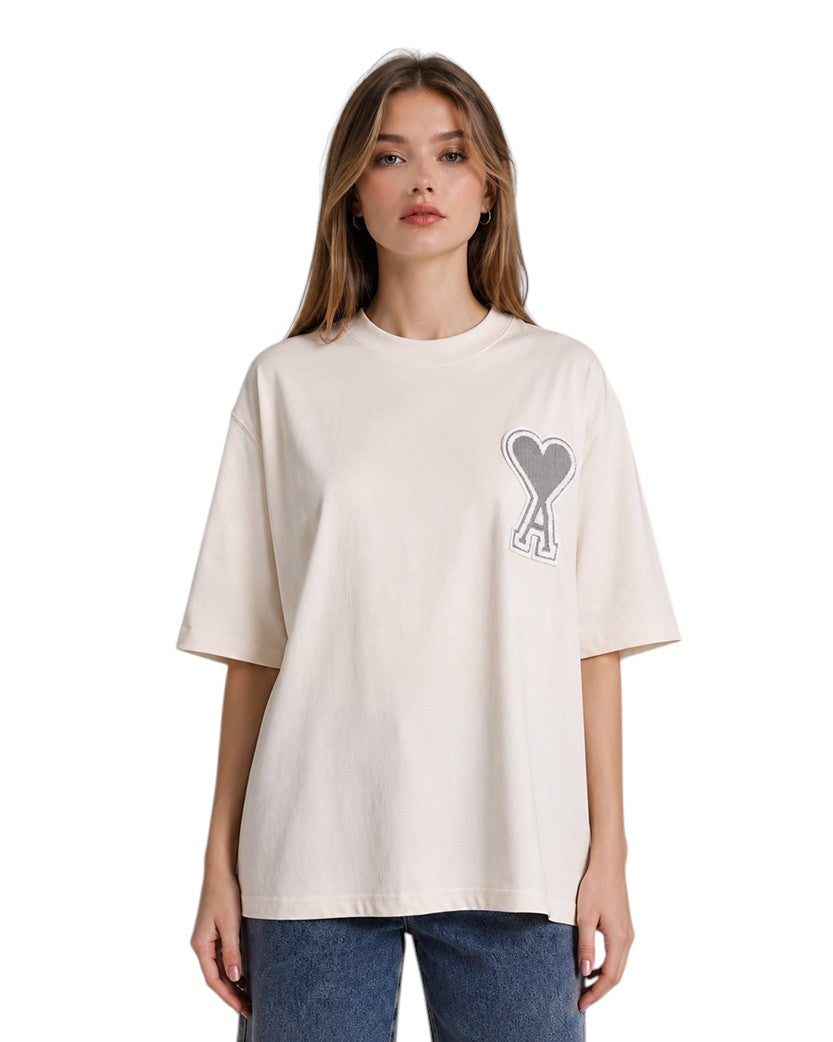 AMI Paris Exclusive Ami De Coeur T-Shirt Beige Grey Heart