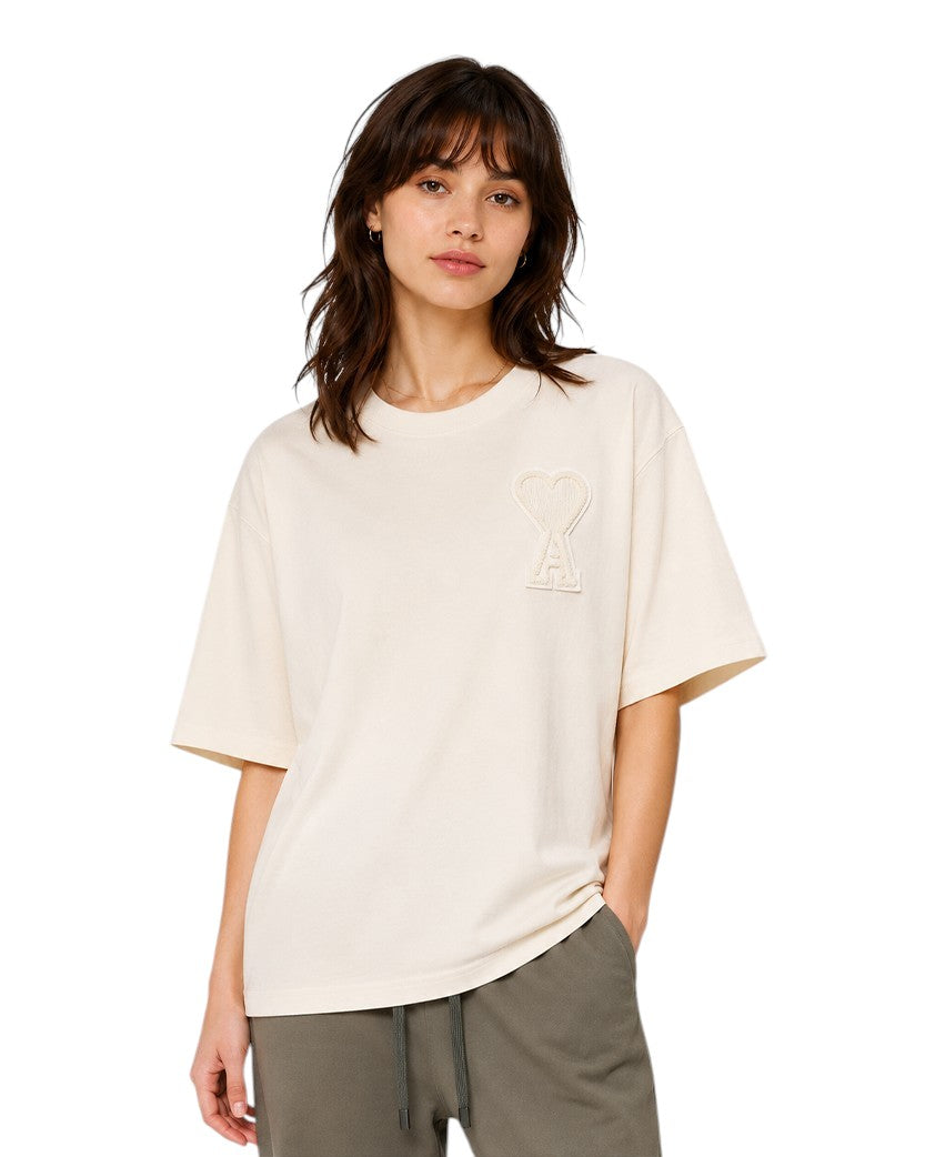 AMI Paris Exclusive Ami De Coeur T-Shirt Beige