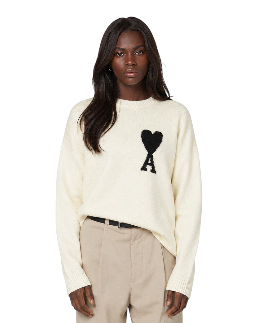 AMI Paris Ami De Coeur Oversize Sweater Off White