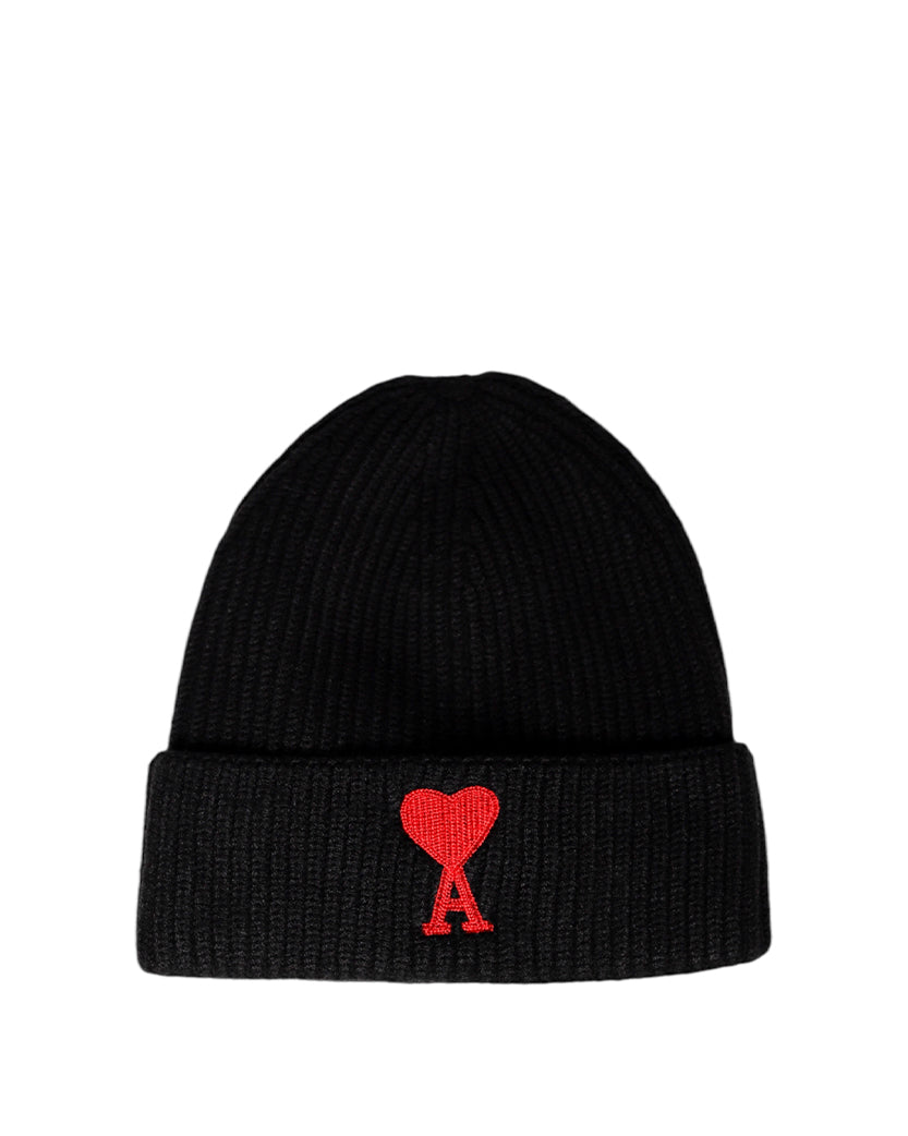 AMI Alexandre Mattiussi Ami de Coeur Patch Beanie Black
