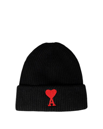 AMI Alexandre Mattiussi Ami de Coeur Patch Beanie Black