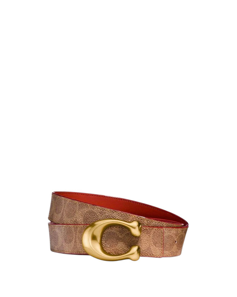Coach Signature Buckle Reversible Belt Tan/Rust