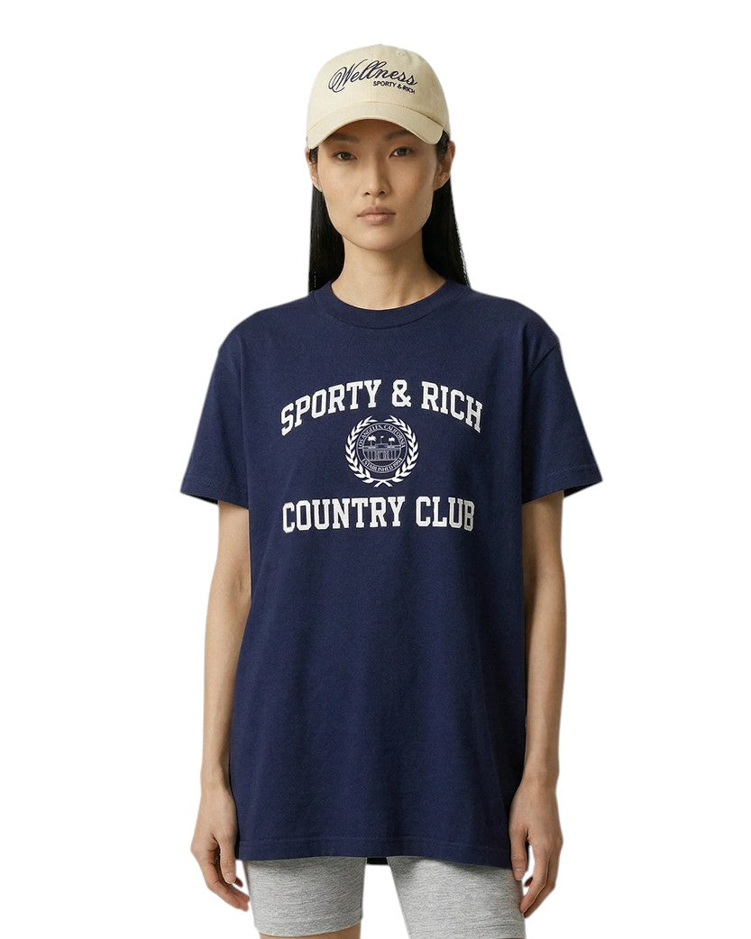Sporty & Rich Varsity Crest T-Shirt Navy
