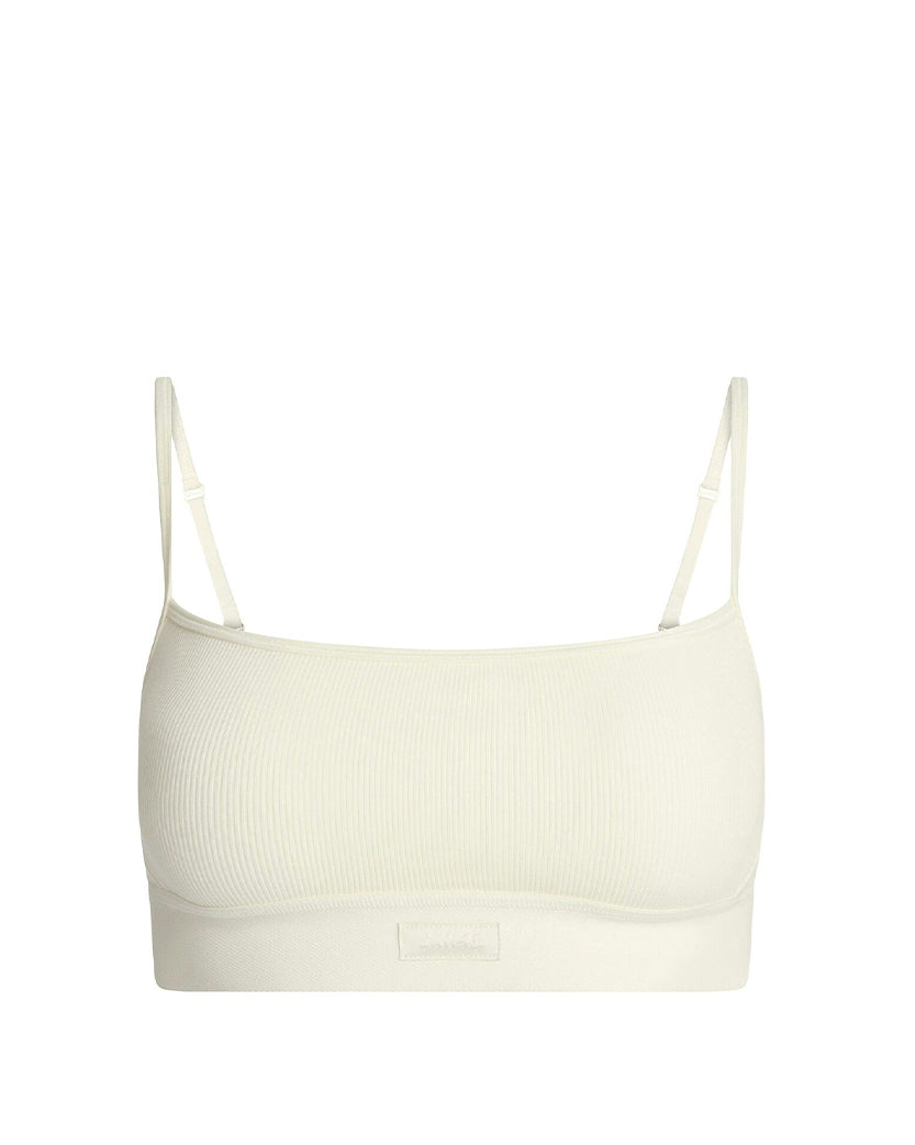 Skims Cotton Rib Scoop Bralette Marble