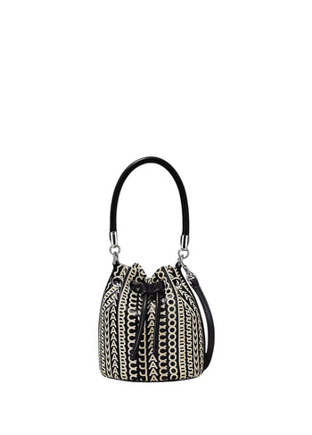 Marc Jacobs The Monogram Leather Micro Bucket Bag Black