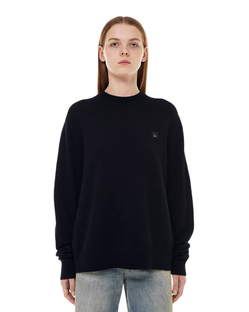 Acne Studios Face Patch Crewneck Sweatshirt Black