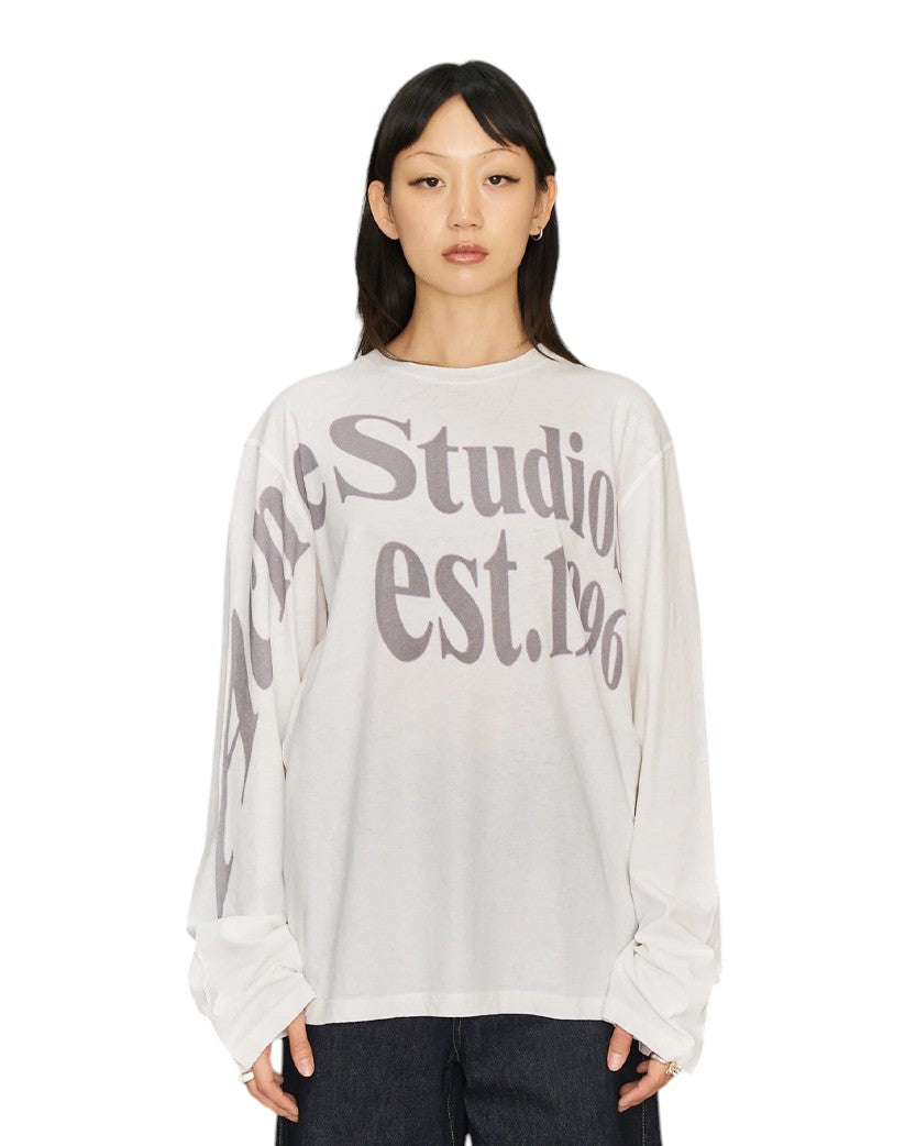 Acne Studios Relaxed Fit Graphic Long Sleeve White