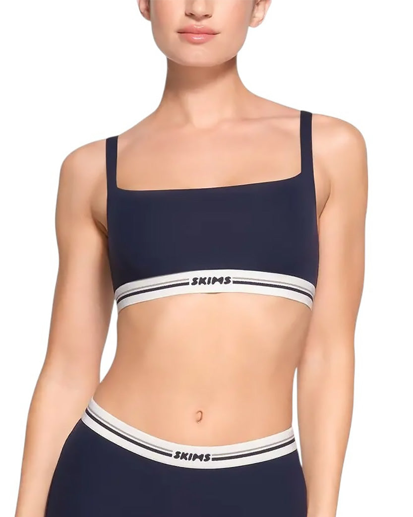 Skims Fits Everybody Logo Straight Neck Bralette Navy