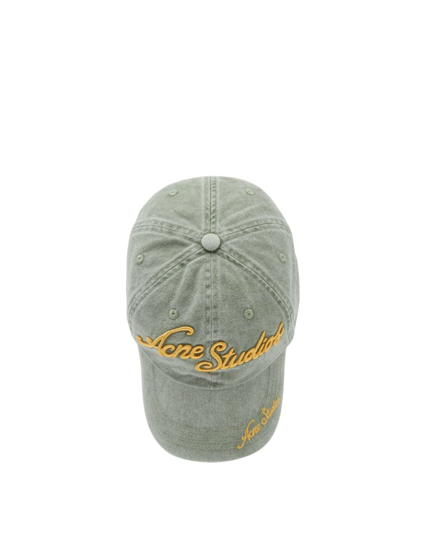 Acne Studios Logo Baseball Cap Faded Green