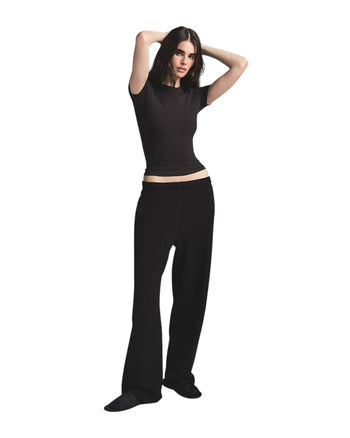 Skims Cotton Fleece Straight Leg Pant Barely Black