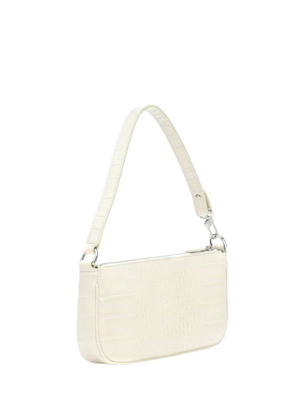 By Far Rachel Croco Embossed Leather Cream