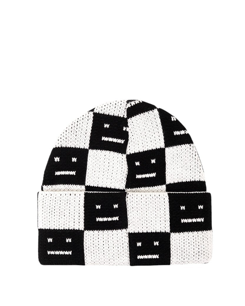 Acne Studios Rib knit beanie hat Black/oatmeal