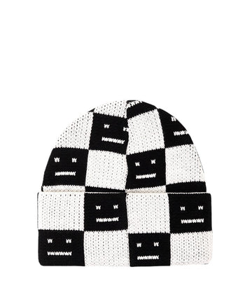 Acne Studios Rib knit beanie hat Black/oatmeal