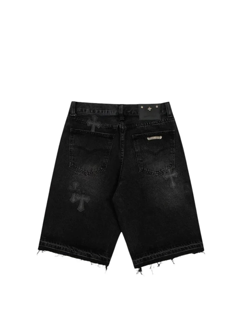 Chrome Hearts Denim Shorts with Black Cross Black CH145-BK