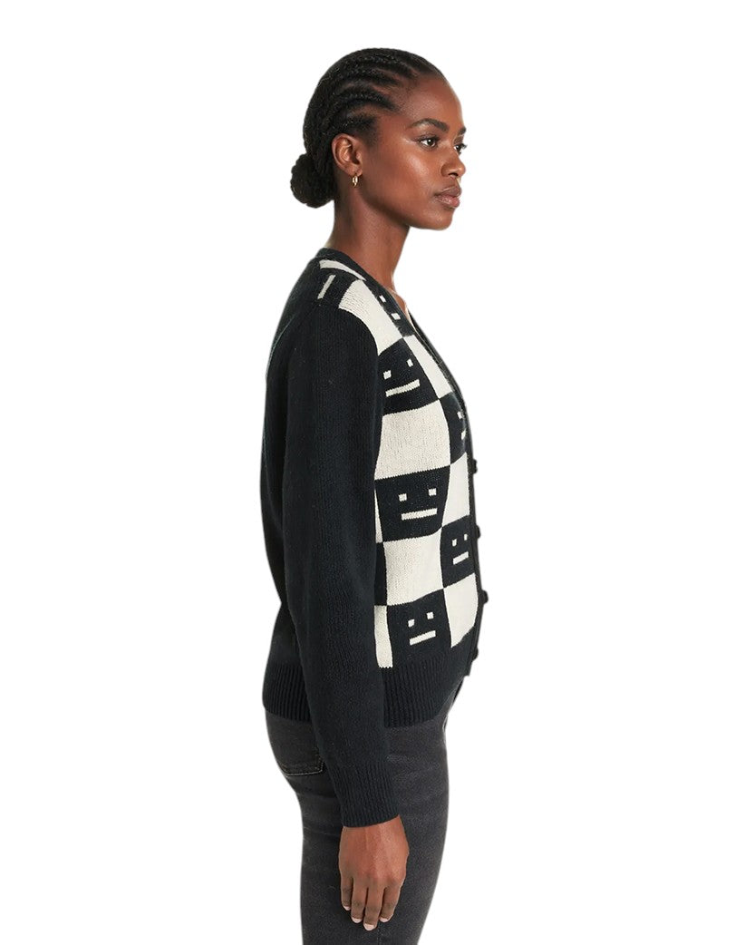 Acne Studios Face Maglia wool cardigan Black/White