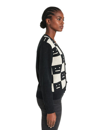 Acne Studios Face Maglia wool cardigan Black/White