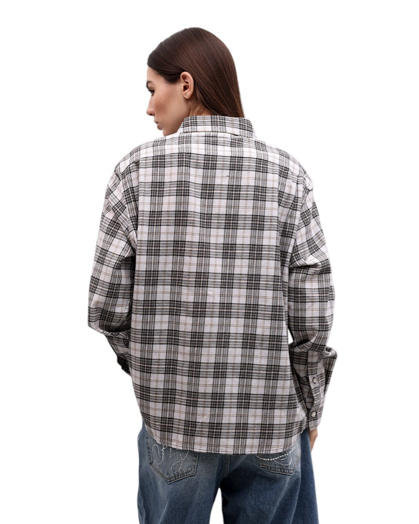 Acne Studios Flannel Check Button-Up Shirt White & Black