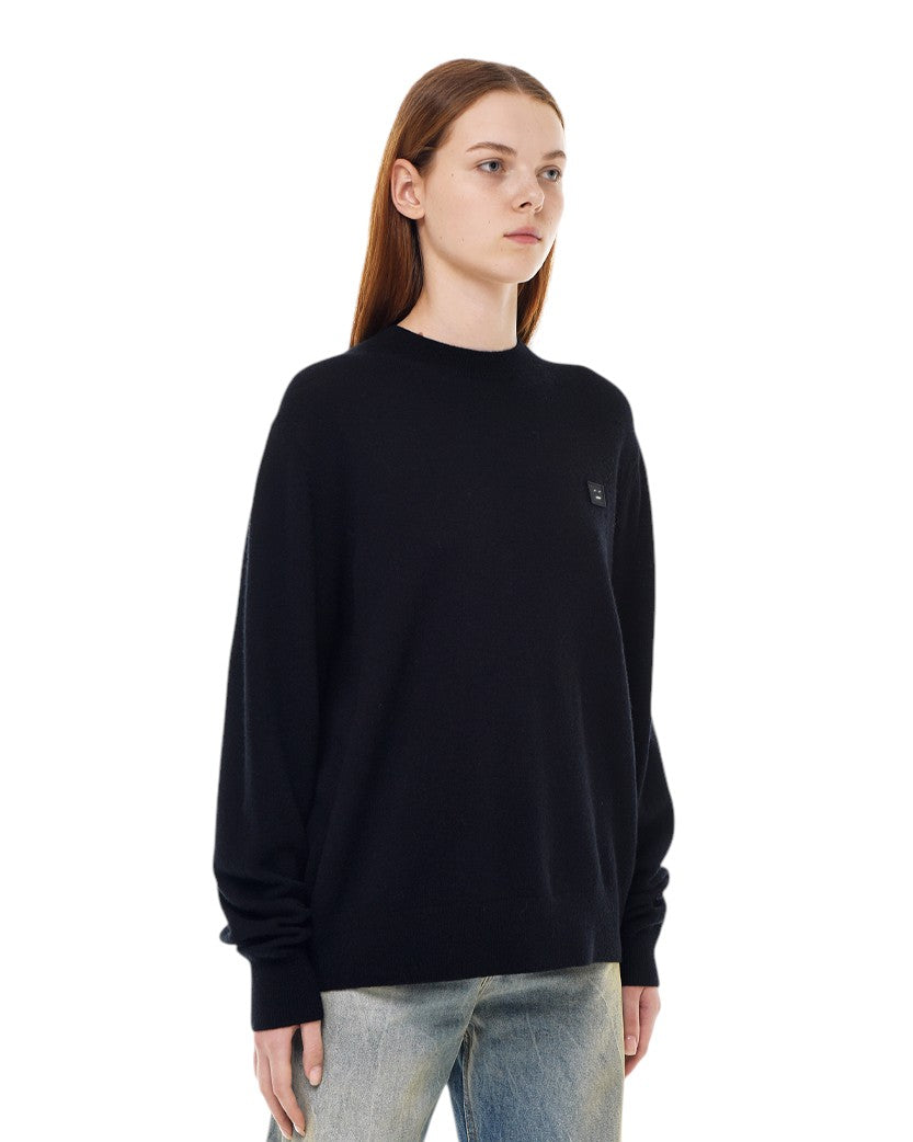 Acne Studios Face Patch Crewneck Sweatshirt Black