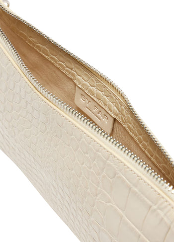 By Far Rachel Croco Embossed Leather Cream