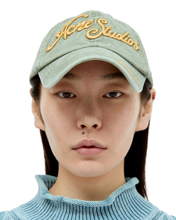 Acne Studios Logo Baseball Cap Faded Green