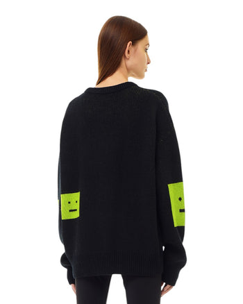 Acne Studios Animation Pop Face Crewneck Sweater Black Green