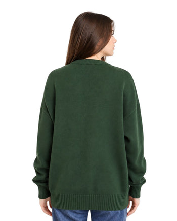 AMI Paris Ami De Coeur Oversize Sweater Green Red Heart