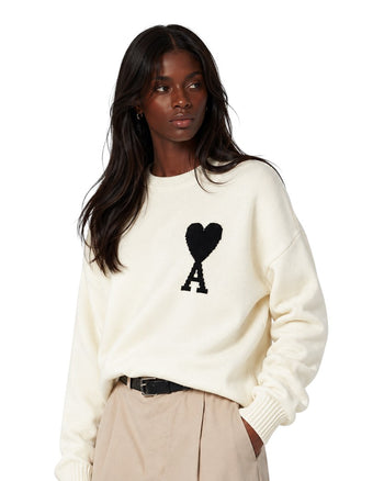 AMI Paris Ami De Coeur Oversize Sweater Off White