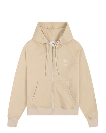 AMI Paris Ami De Coeur Zipped Hoodie Neutrals