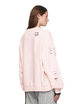 Acne Studios Distressed Logo Print Sweatshirt Faded Pink