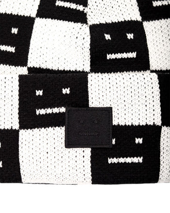 Acne Studios Rib knit beanie hat Black/oatmeal