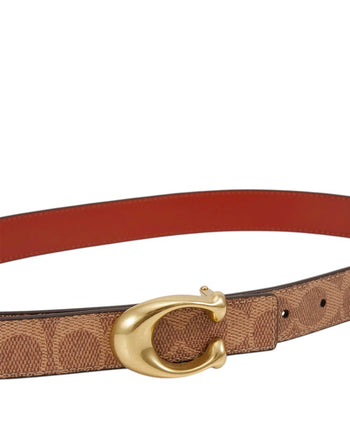 Coach Signature Buckle Reversible Belt Tan/Rust