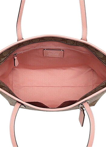 Coach City Tote In Signature Canvas Light Brown/Pink