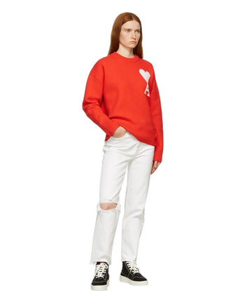 AMI Paris Ami De Coeur Oversize Sweater Red
