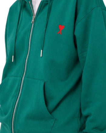 AMI Paris Ami De Coeur Zipped Hoodie Green