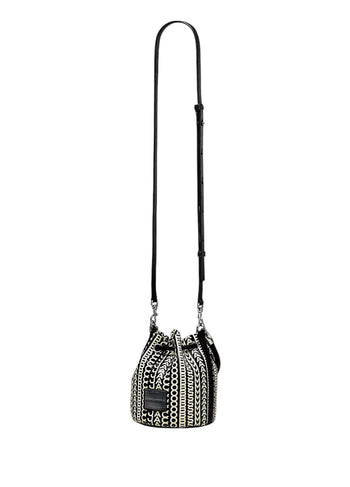 Marc Jacobs The Monogram Leather Micro Bucket Bag Black