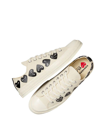 Converse x Comme Des Garcons Play Black Multi Hearts Low Top White