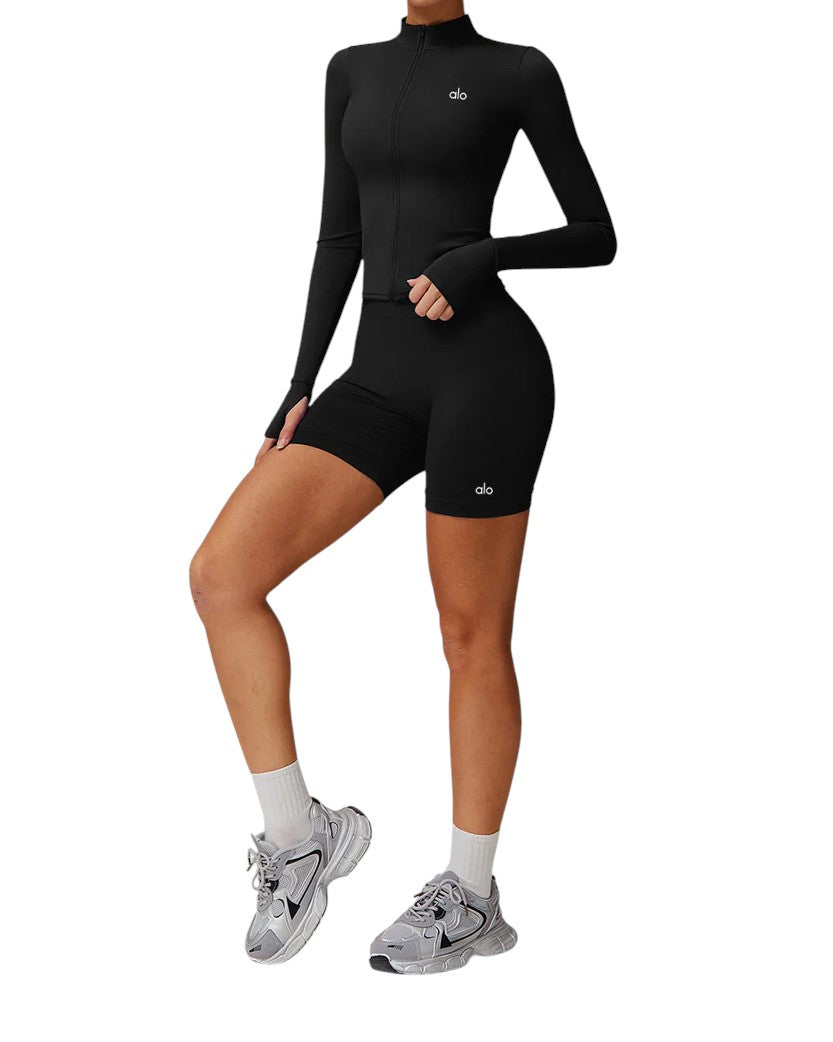 Лонгслів Alo Yoga Zipper Long Sleeve Black | SSTORIES
