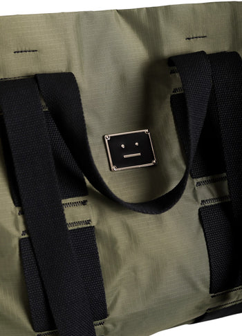 Acne Studios Arvid Plaque Face Tote Bag Khaki Green