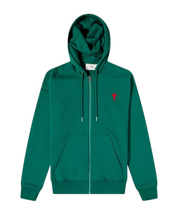AMI Paris Ami De Coeur Zipped Hoodie Green