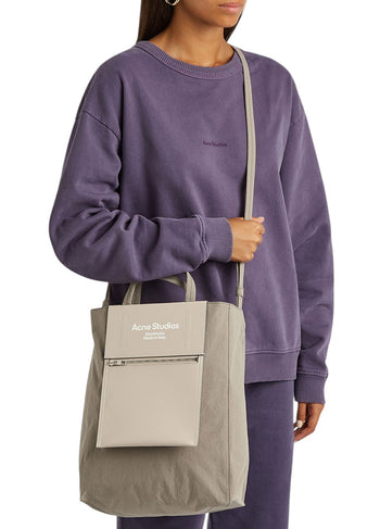 Acne Studios Baker Out medium canvas and printed leather tote Grey