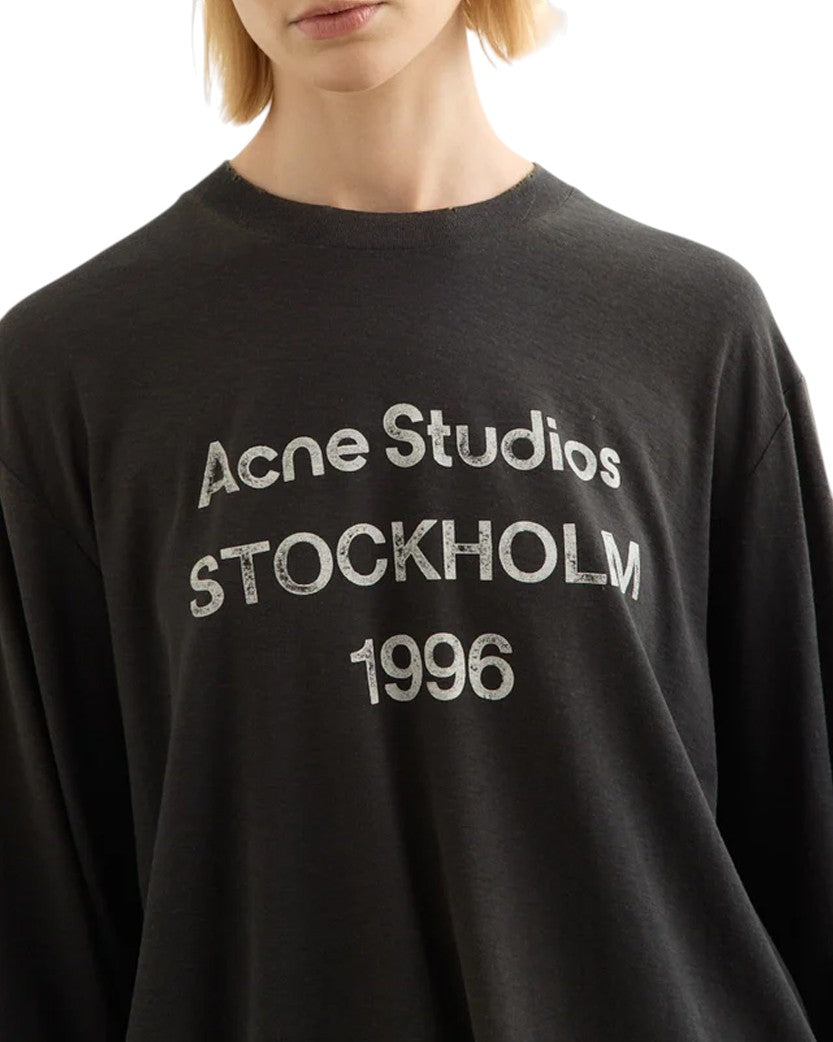 Лонгслів Acne Studios Stamp Logo Long Sleeve Faded Black | SSTORIES