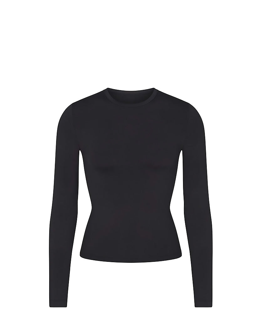 Skims Soft Smoothing Seamless Long Sleeve T-Shirt Onyx