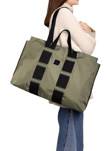 Acne Studios Arvid Plaque Face Tote Bag Khaki Green