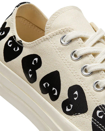 Converse x Comme Des Garcons Play Black Multi Hearts Low Top White