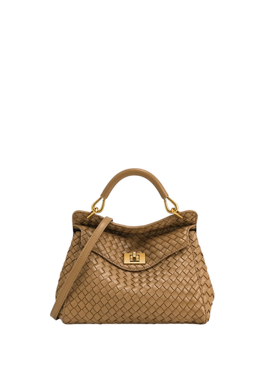 JW PEI Lucia Classic Top Handle Woven Bag Brown